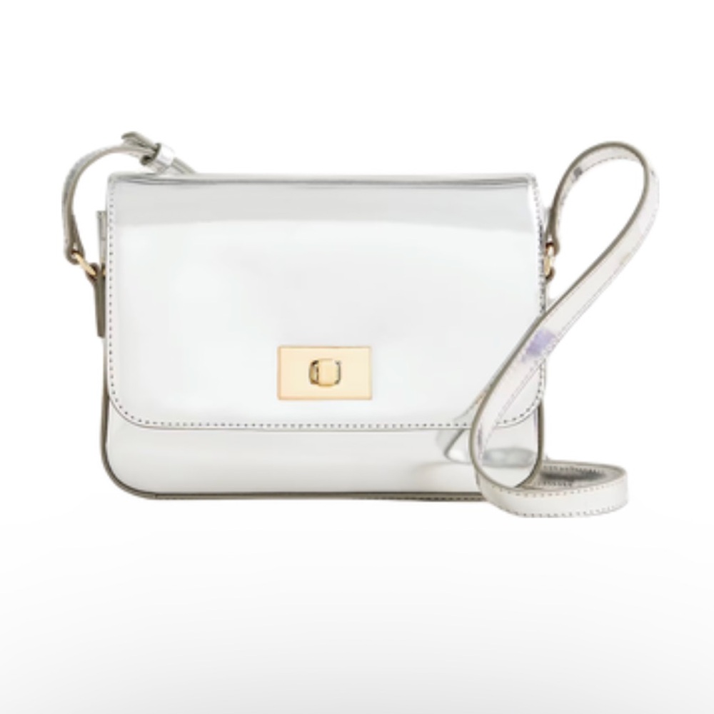 J.Crew silver metallic crossbody bag